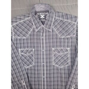 Twenty X 20X Men's Pearl Snap Western Shirt Long Sleeve Black Striped Size Large